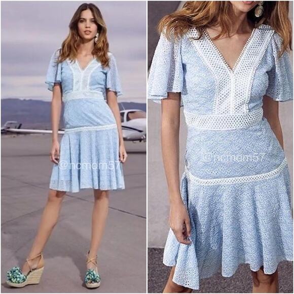 Gianni Bini Periwinkle Alice Lace Eyelet Mini Dress - Picture 1 of 8